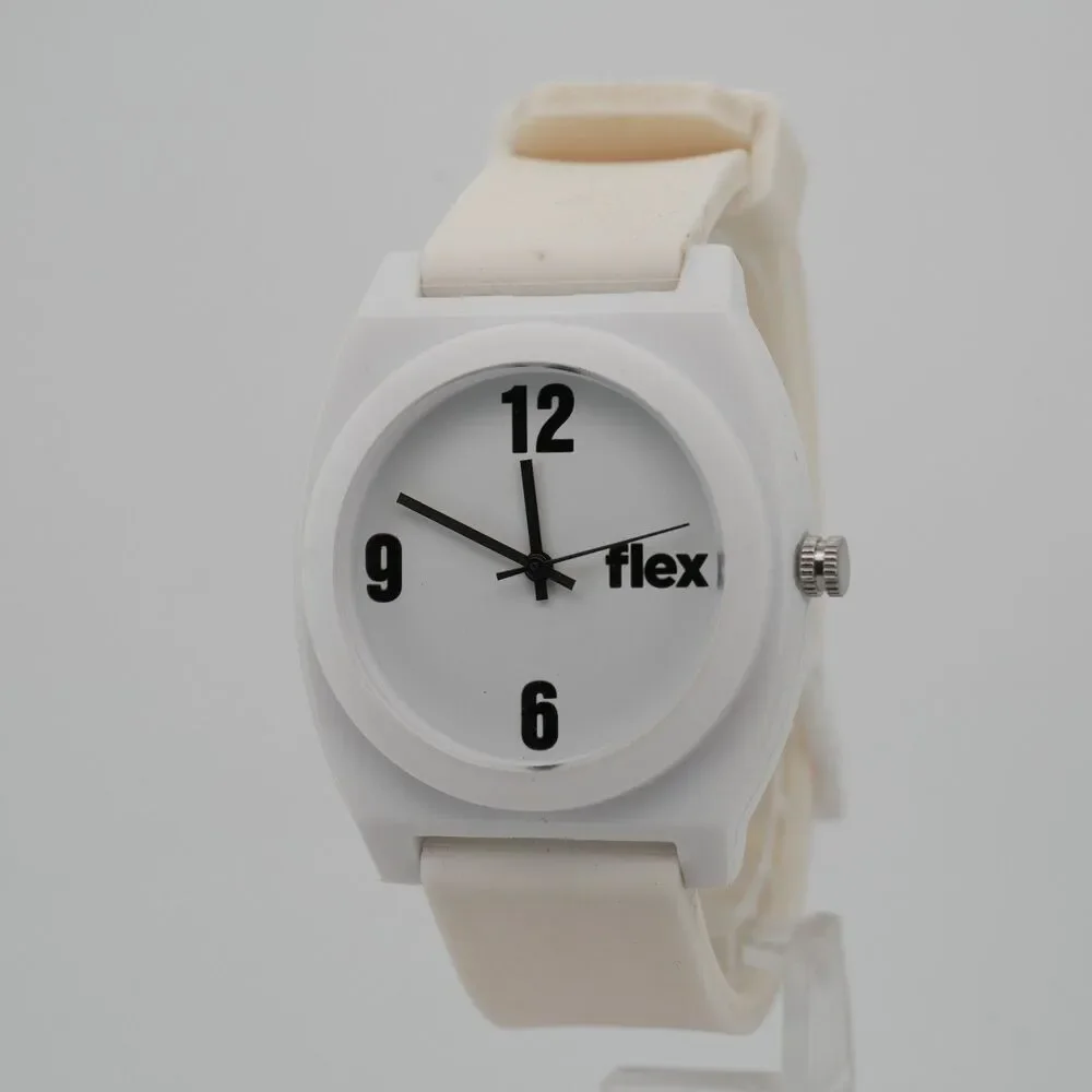 Flex White Silicone Watch 39mm Minimalist Quartz New Battery Cleaned